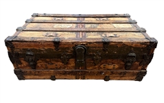 Antique Wood and Brass Steamer Trunk