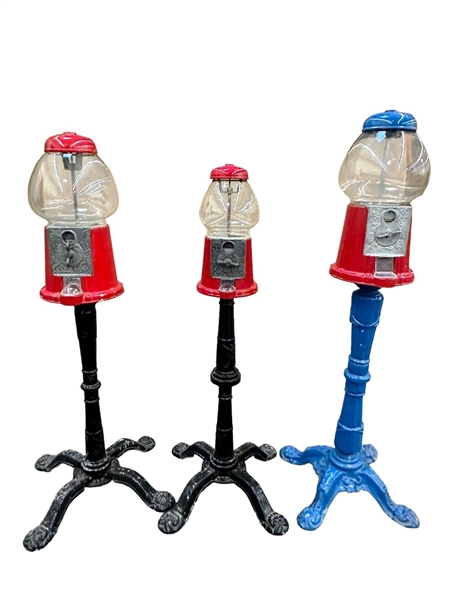 (3) Carousel Gumball Machines on Stands