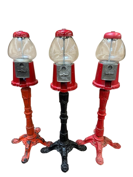 (3) Carousel Gumball Machines on Stands