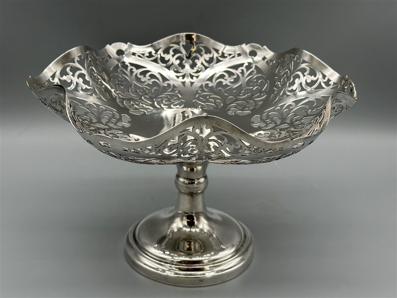 Sterling Silver Footed Reticulated Bon Bon Dish