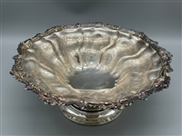 Barker-Ellis Round Silver Plate Center Etched Footed Dish