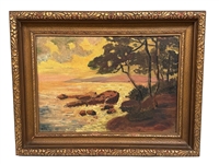 Oil Painting on Board Signed REH in Period Frame.