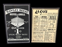 (2) Framed Cleveland Restaurant Advertisements