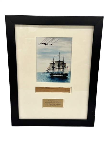 Matted and Framed Piece of USS Constitution From Museum in 2001