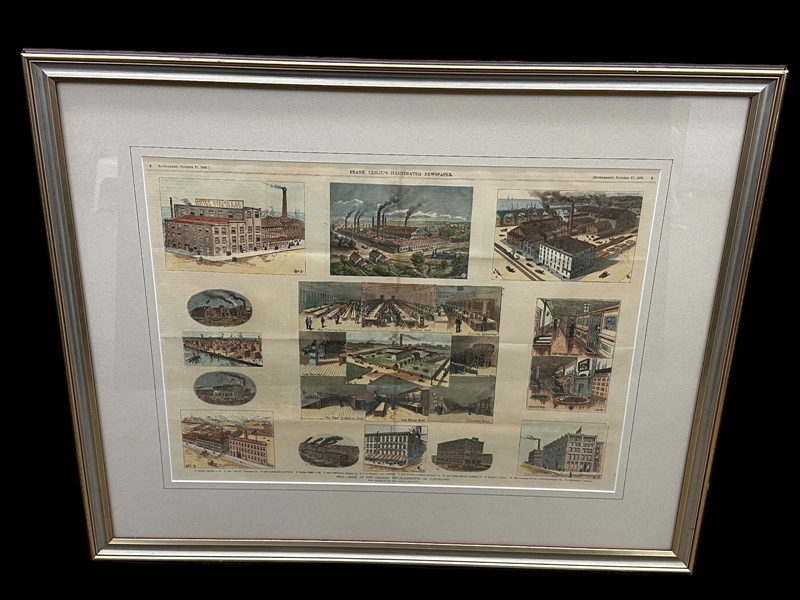 Frank Leslie Engraving Ohio Establishments Matted and Framed