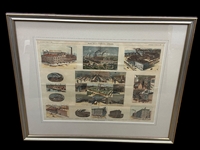 Frank Leslie Engraving Ohio Establishments Matted and Framed