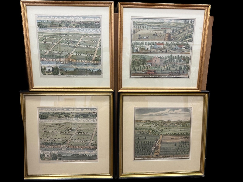 (4) Hand Colored Engravings Cleveland Residences