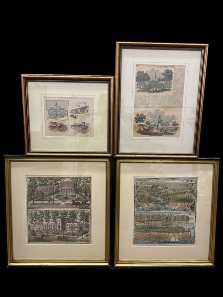 (4) Hand Colored Engravings Cleveland Residences