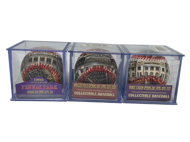 (3) Stadium Commemorative Baseballs by Unforgettaball