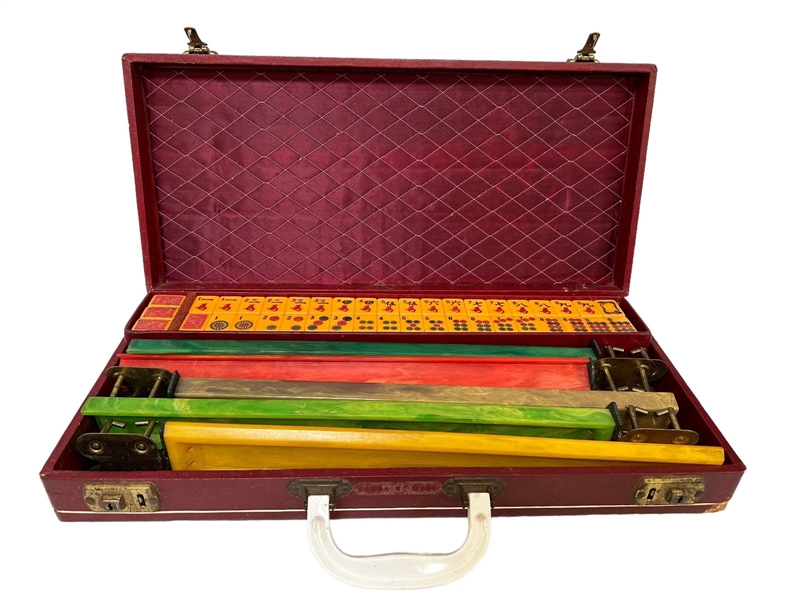 Vintage Mahjong Set With Holders in Case