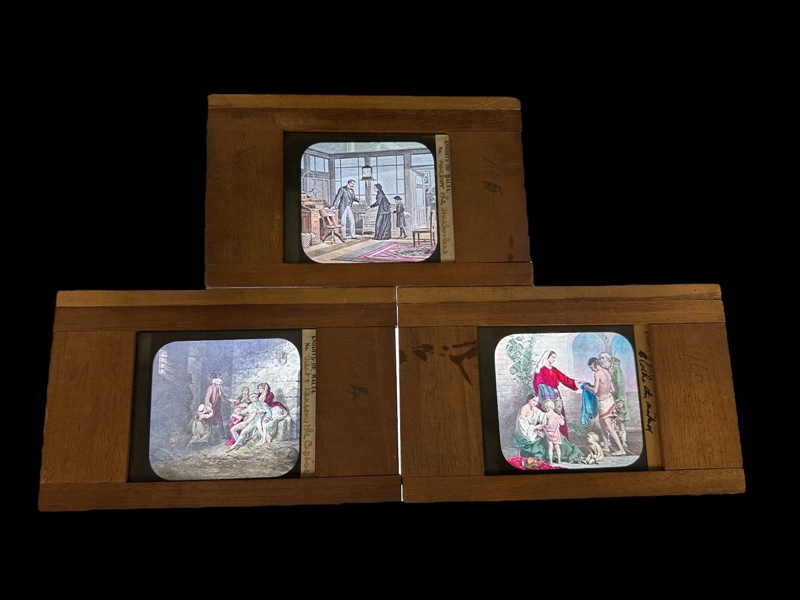 (3) Hand Painted Color Slides Knights of Malta