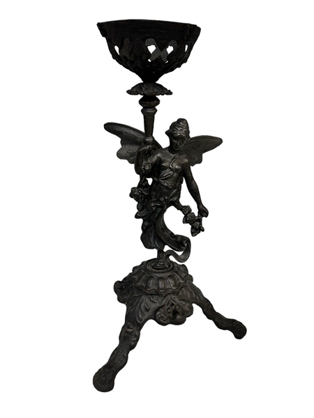 Cast Iron Candle Holder Figural Fairy Base