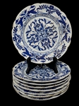 (8) Early Porcelain Cobalt Side Plates