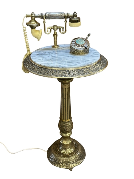 Marble Top Telephone Stand With Pen Holder