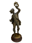 Metal Casting Man With Wreath Figural Sculpture