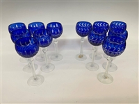 (12) Imperial Estate Crystal Wine Glasses Cobalt Cut to Clear