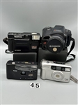 (4) 35mm Autoflash Cameras; Chinon, Keystone, Samsung, Kodak