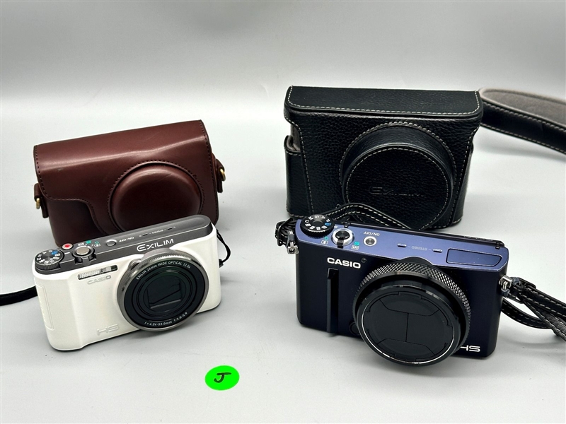 J) (2) Casio Exilim Digital Cameras with Cases