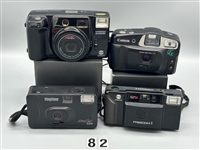 (4) 35mm Fixed Lens Cameras; Minolta, Canon, Keystone