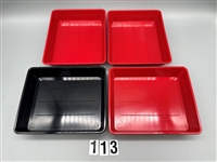 (4) New Plastic 4x5 Darkroom Developing Trays (3) Red, (1) Black