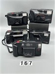 (5) 35mm Focus Free Cameras With Built in Flash (3) With Auto Film Advance