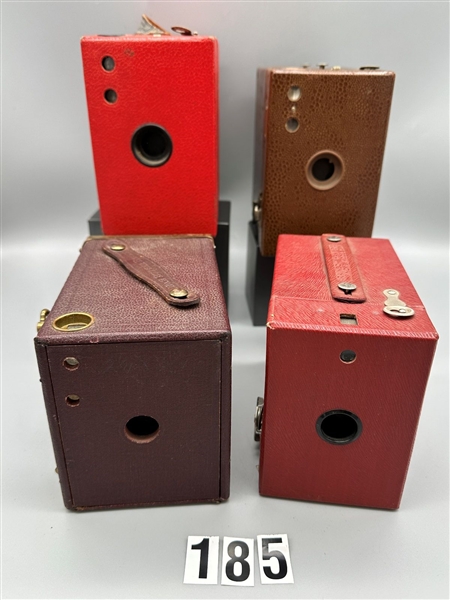 (4) Rare Color 1920s Box Cameras