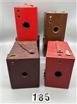 (4) Rare Color 1920s Box Cameras