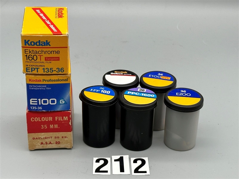 (8) Rolls of Expired 35mm Film, (1) B & W, (5) Ektachrome, (1) Canada Off Brand, (1) Color Negative