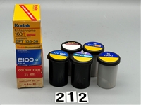 (8) Rolls of Expired 35mm Film, (1) B & W, (5) Ektachrome, (1) Canada Off Brand, (1) Color Negative