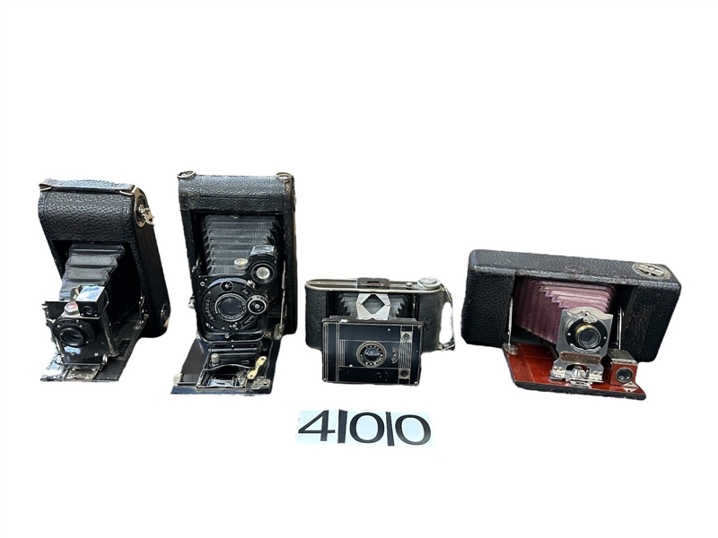 (4) 100 Year Old Folding Cameras: Seneca, Ansco, ICA, Agfa