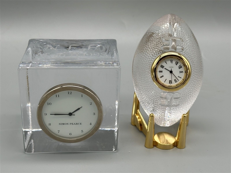 (2) Clock Crystal Paperweights