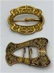 (2) Brass Art Nouveau Sash Brooches