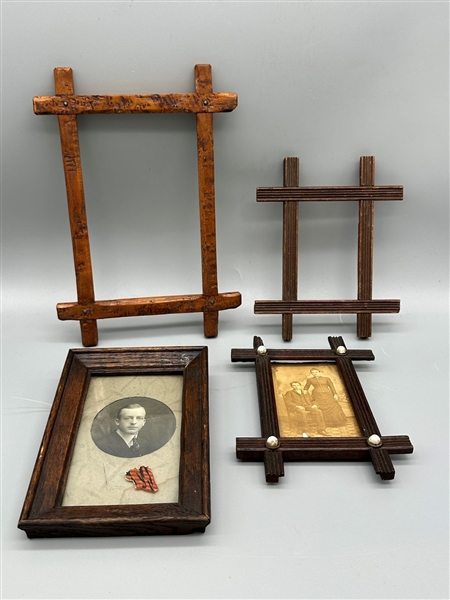 (4) Folk Art Small Picture Frames