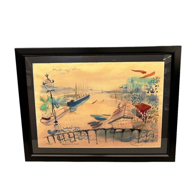 Paris Nenilly Seine Embellished Watercolor