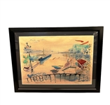 Paris Nenilly Seine Embellished Watercolor