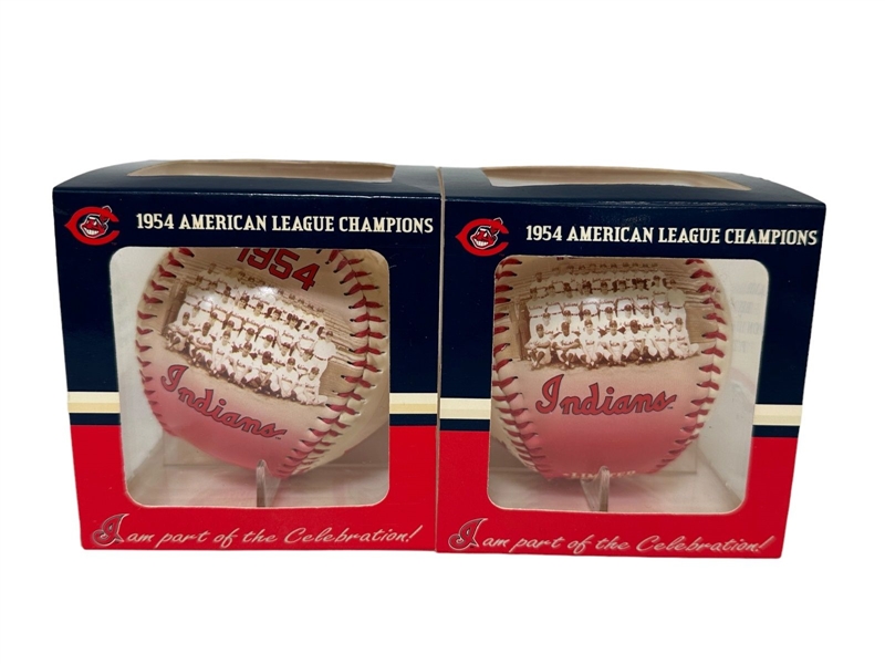 (2) 1954 Cleveland Indians American League Champs 50th Anniversary Baseballs by Steiner