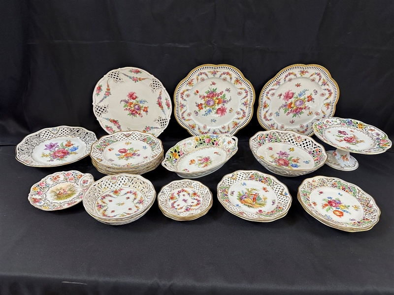 Group of Dresden Reticulated Dishes