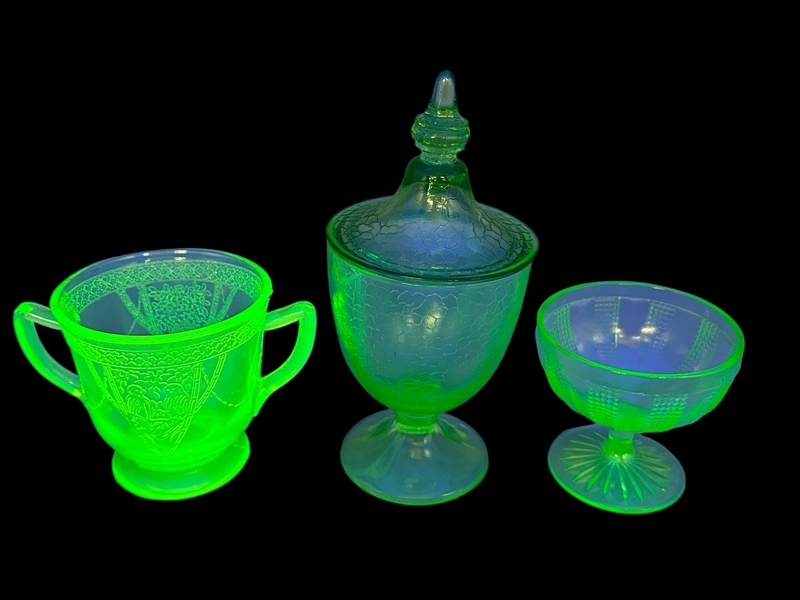 (3) Pieces Uranium Glass