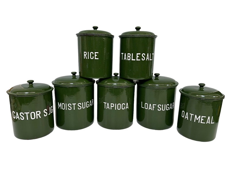 (7) Pieces Kitchen Enamel Canister Set