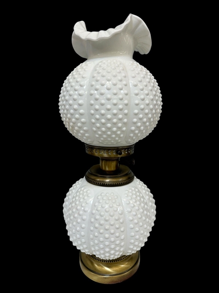 Fenton Hobnail Milk Glass Table Lamp