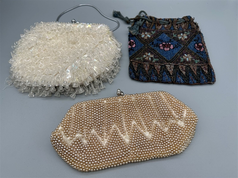 (3) Ladies Beaded Handbags