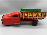 1940s Sand Gravel Tin Truck Banner Made in USA