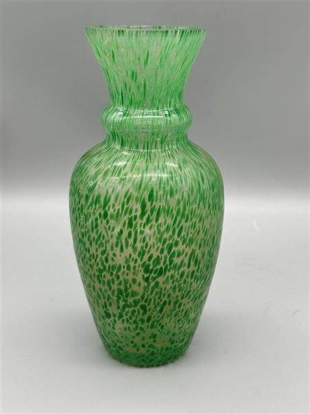 Green Mottled Art Glass Vase 