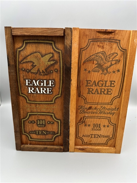 (2) Empty Wood Eagle Rare Bourbon Boxes