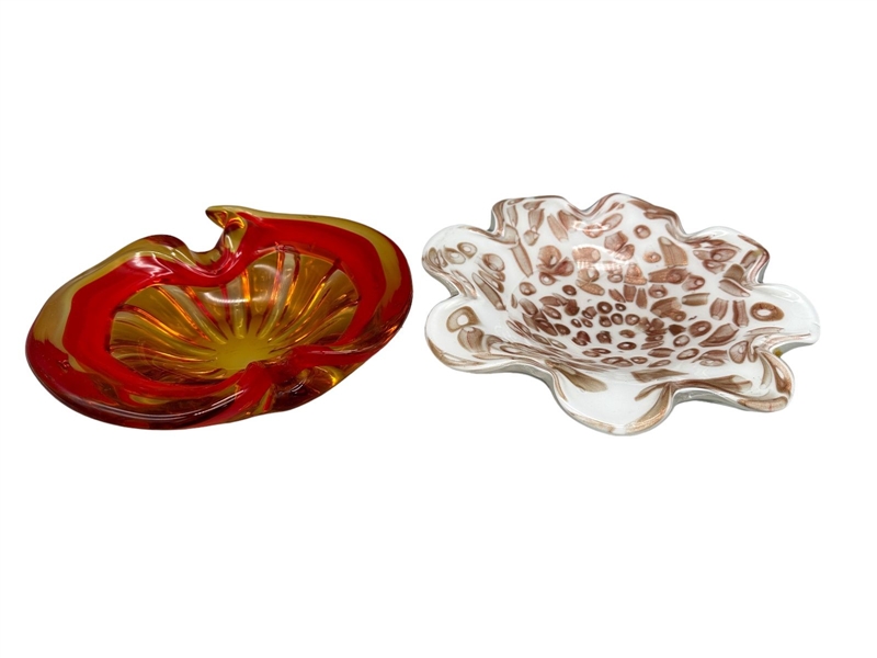 (2) Pieces of Murano Art Glass Dishes