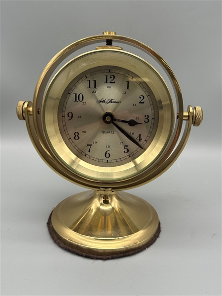 Seth Thomas Brass Rotating Swivel Table Clock