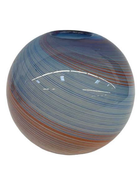 Spherical Art Glass Vase Unsigned