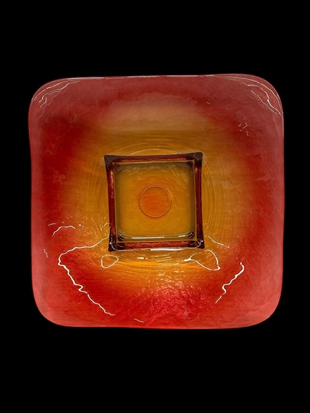 Large Amberina Art Glass Bowl