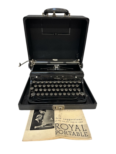 Royal Portable Typewriter With Case and Booklet