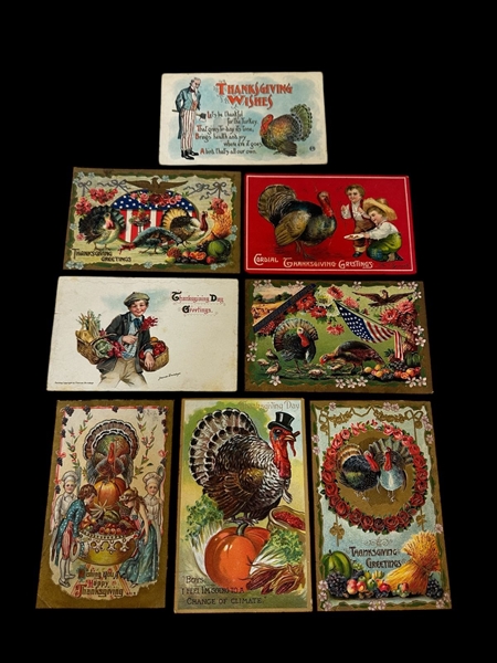 (8) Thanksgiving Turn of the Century Postcards